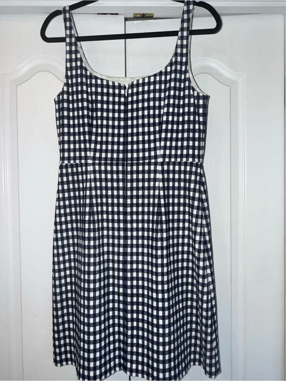 J. Crew Navy and White Gingham Midi Dress